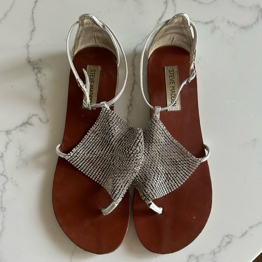Steve Madden Silver Mesh Sandals for Women